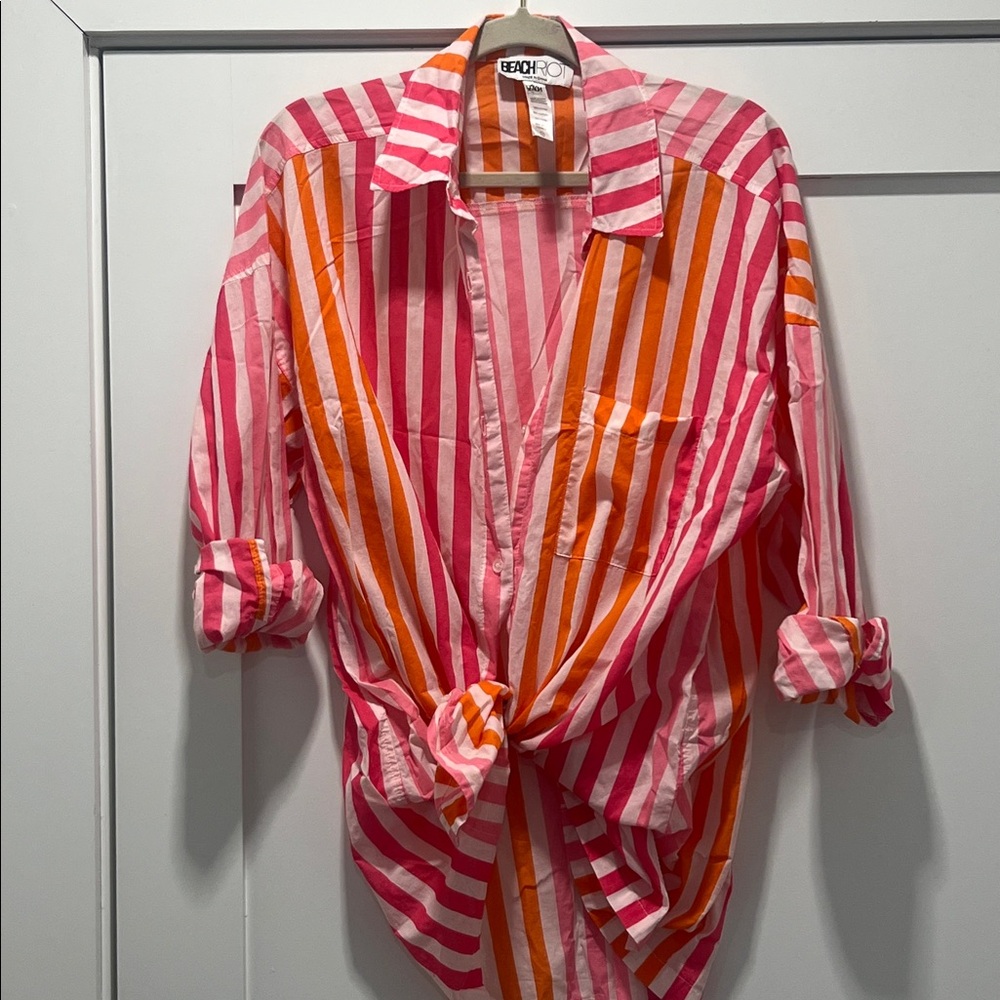 Kenzo Pink and Orange Striped Shirt
